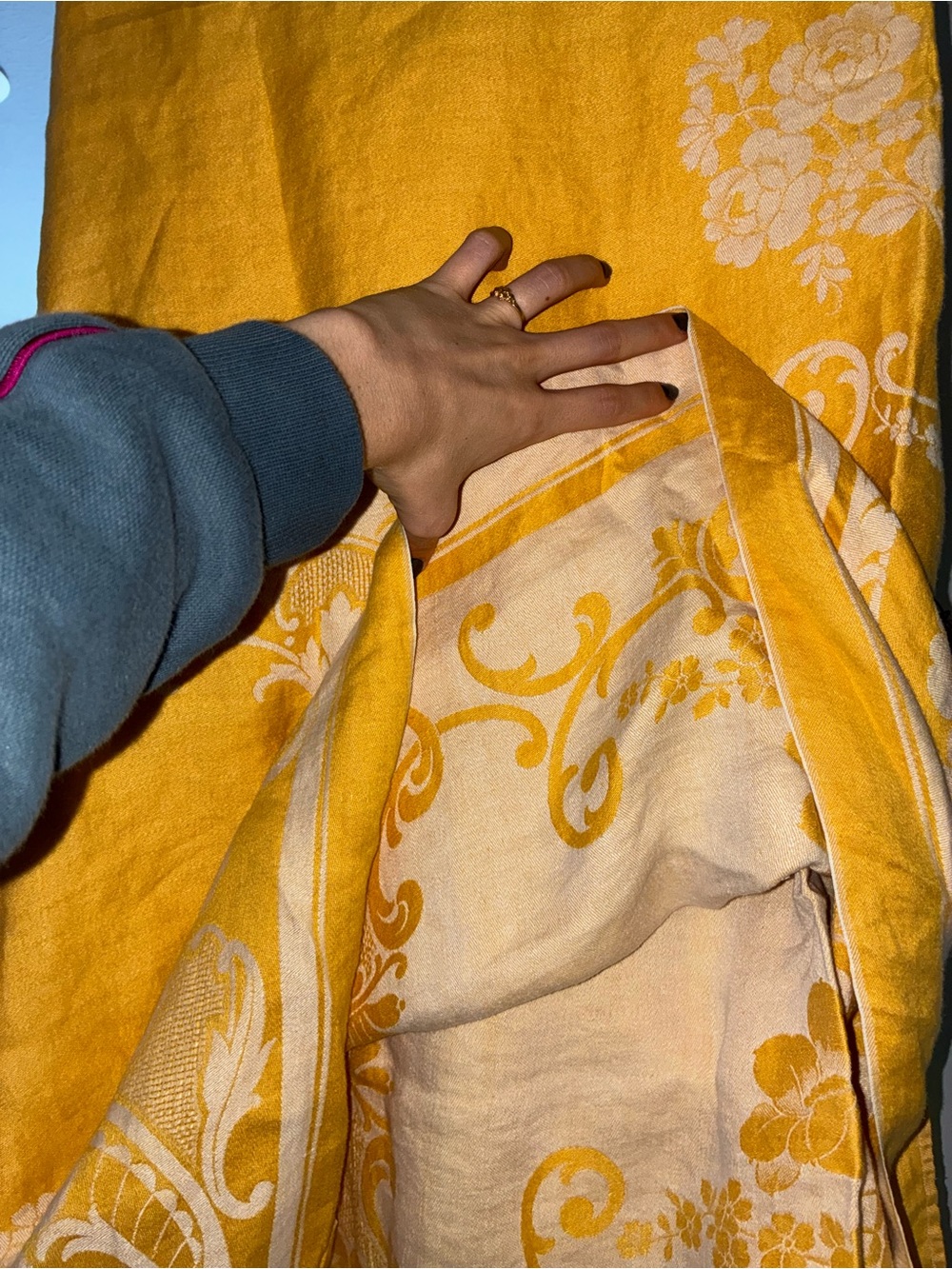 Yellow Floral Jacquard Throw Blanket